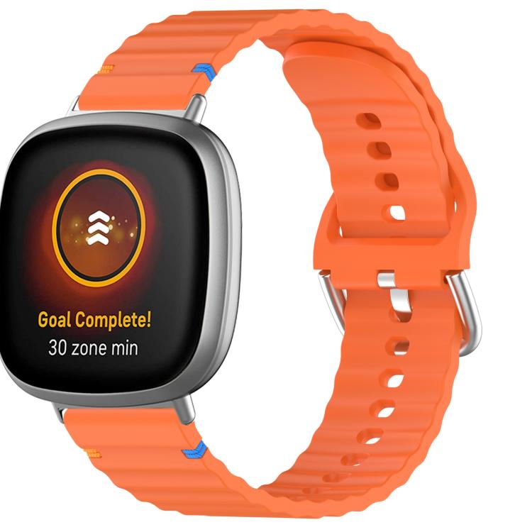 

For Fitbit Versa 3 / 4 / Sense 2 Wavy Grain Stitched Silicone Watch Band(Orange)