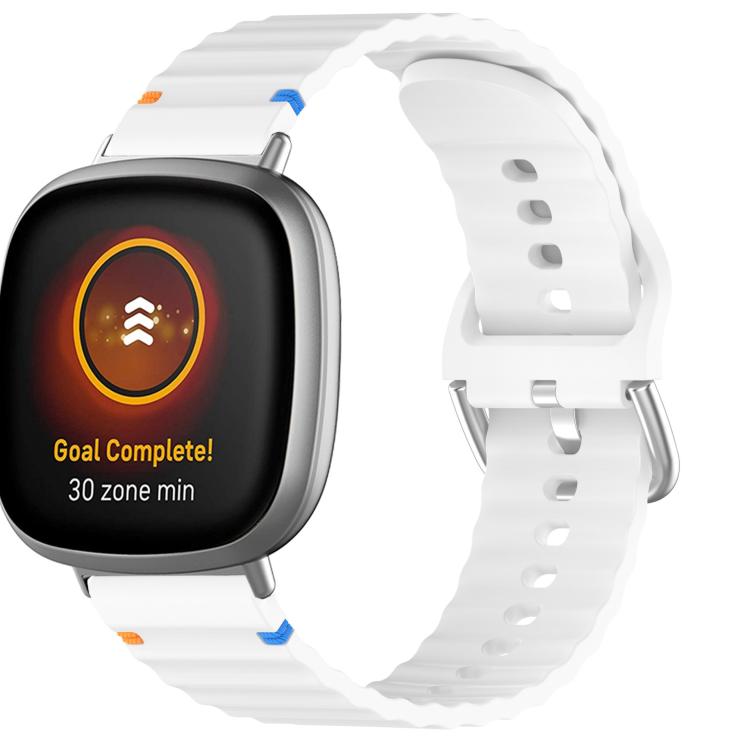 For Fitbit Versa Sense Wavy Grain Stitched Silicone