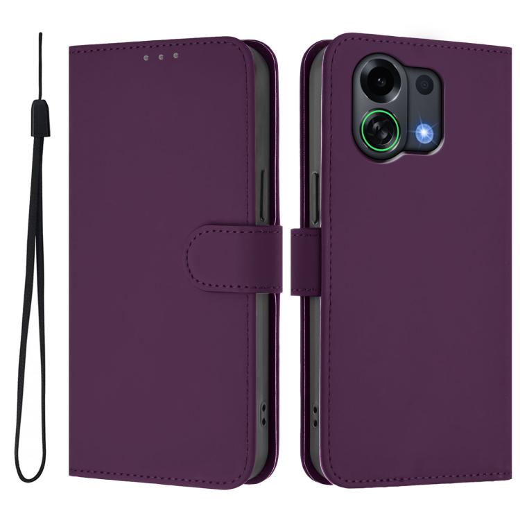 

For OPPO K13 Turbo 5G Skin Feel Solid Color Leather Phone Case with Lanyard(Violet)
