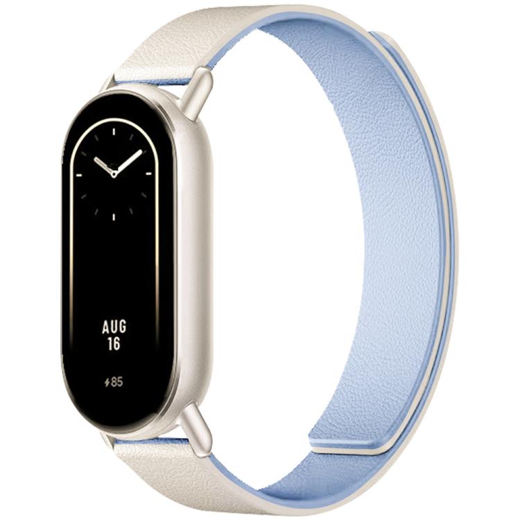 

14mm xDfind Flat Head Litchi Texture Magnetic Silicone Watch Band(White Blue)