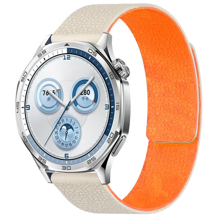 

22mm xDfind Flat Head Litchi Texture Magnetic Silicone Watch Band(Starlight Orange)