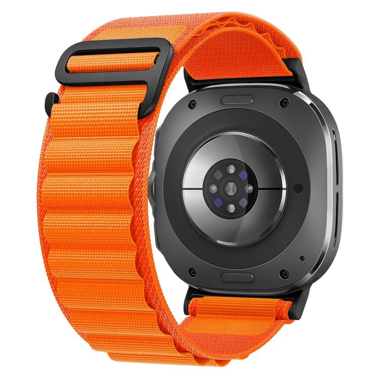 For Samsung Galaxy Watch Ultra 47mm / Ultra 2025 xDfind Black Buckle Loop Nylon Watch Band(Orange)