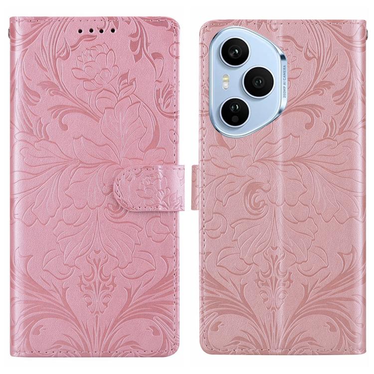 

For Honor 400 Pro Global 160.8mm Embossed Floral Pattern Leather Phone Case(Pink)