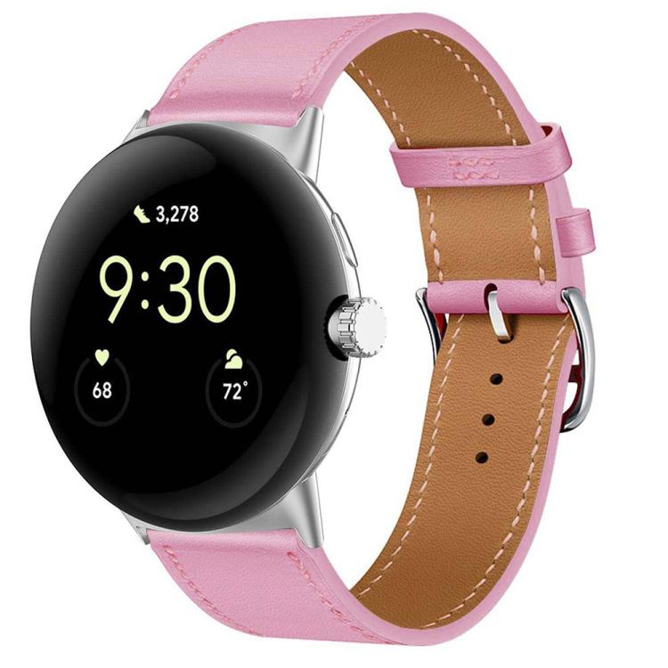 

For Google Pixel Watch 3 45mm Fashionable Genuine Leather Watch Band(Pink)