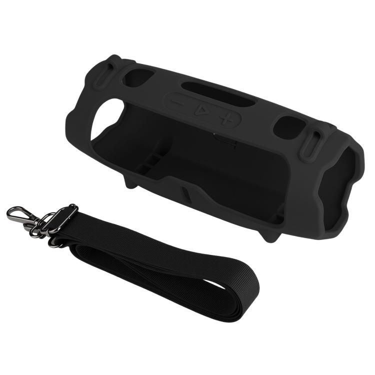 

For JBL Charge 6 Silicone Protective Cover Portable Crossbody Speaker Soft Shell Bag(Black)