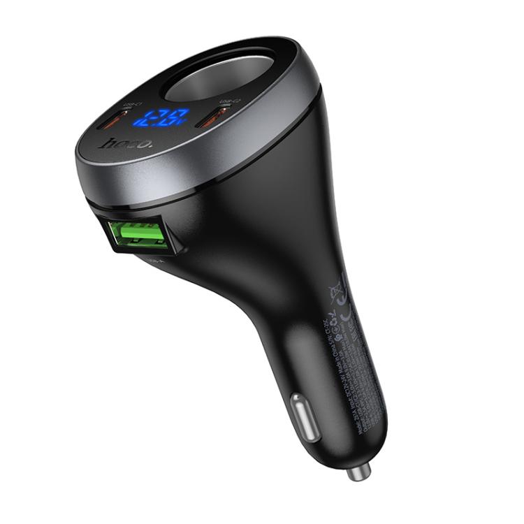 

hoco Z61A Correct PD60W Dual Type-C and USB Three-port Cigarette Lighter Car Charger(Black)