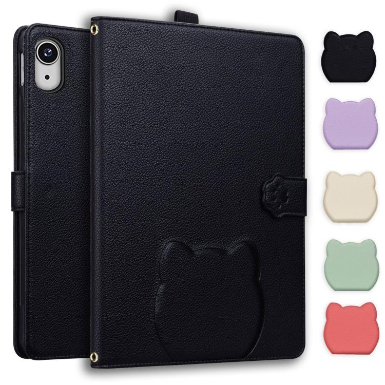 

For iPad 2025 / 2022 Cat Skin-feel Litchi Leather Smart Tablet Case(Black)