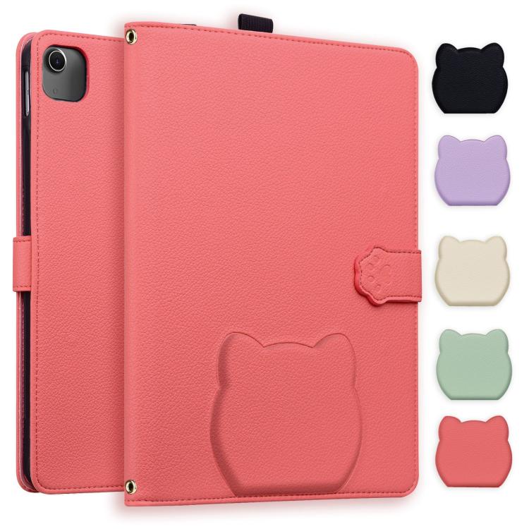 

For iPad Air 13 2025 / 2024 Cat Skin-feel Litchi Leather Smart Tablet Case(Watermelon Red)