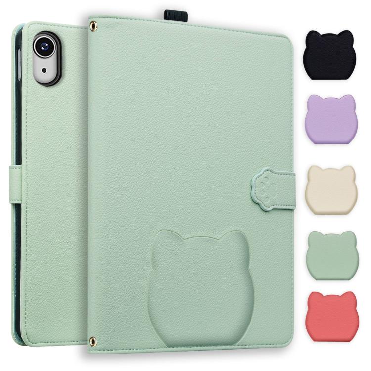 

For iPad mini 2024 / mini 6 Cat Skin-feel Litchi Leather Smart Tablet Case(Green)