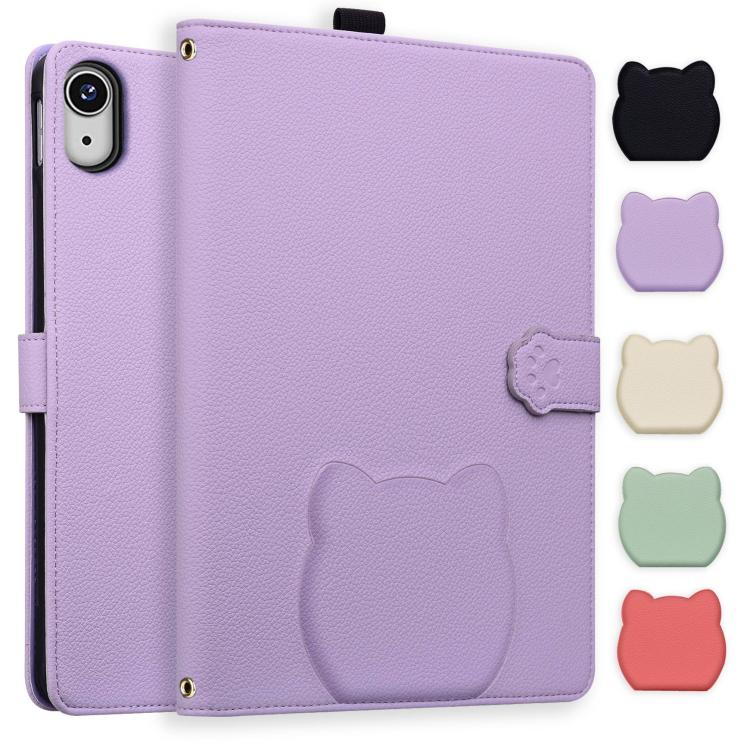 

For iPad mini 2024 / mini 6 Cat Skin-feel Litchi Leather Smart Tablet Case(Purple)