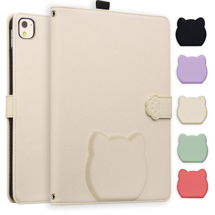 

For iPad 10.2 2021 / Air 10.5 Cat Skin-feel Litchi Leather Smart Tablet Case(Apricot White)