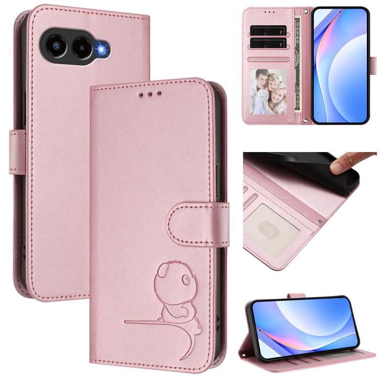 

For T-Mobile Revvl 8 / T Phone 3 Litter Panda Embossing RFID Leather Phone Case with Lanyard(Pink)
