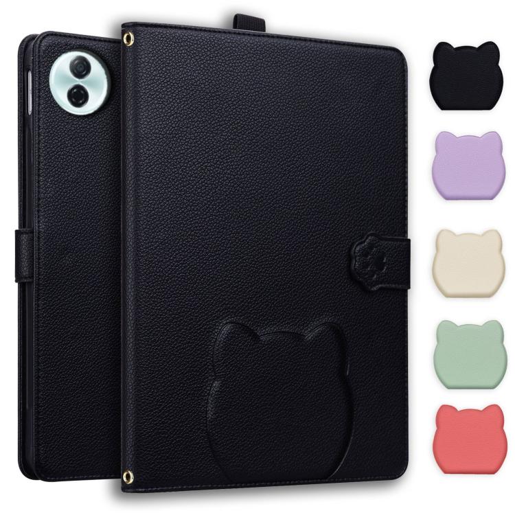 

For Honor Pad 10 12.1 Cat Skin-feel Litchi Leather Tablet Case(Black)
