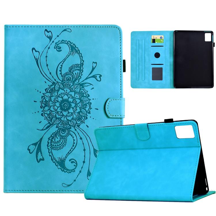 

For Lenovo Xiaoxin Pad 12.1 2025 Mandala Embossed Smart Leather Tablet Case(Sky Blue)