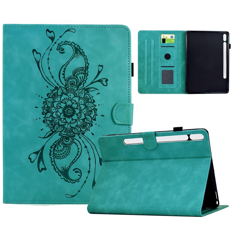 

For Samsung Galaxy Tab S10 FE+ Mandala Embossed Smart Leather Tablet Case(Light Blue)