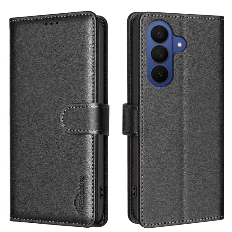 

For Samsung Galaxy S26 5G Litchi Texture RFID Anti-theft Leather Phone Case(Black)