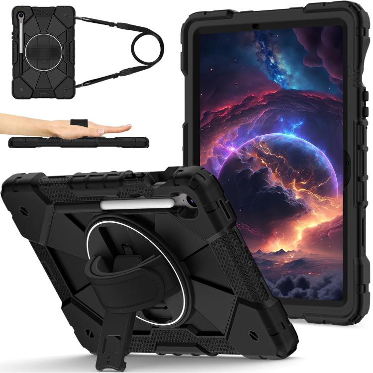

For Samsung Galaxy Tab S10 FE / S9 Contrast Color Robot Silicone Hybrid PC Tablet Case(Black)
