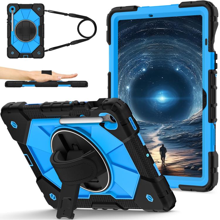 For Samsung Galaxy Tab S10 FE / S9 Contrast Color Robot Silicone Hybrid PC Tablet Case(Black Blue)