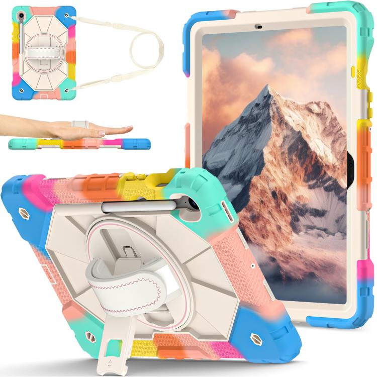 

For Samsung Galaxy Tab S10 FE / S9 Contrast Color Robot Silicone Hybrid PC Tablet Case(Colorful Blue)