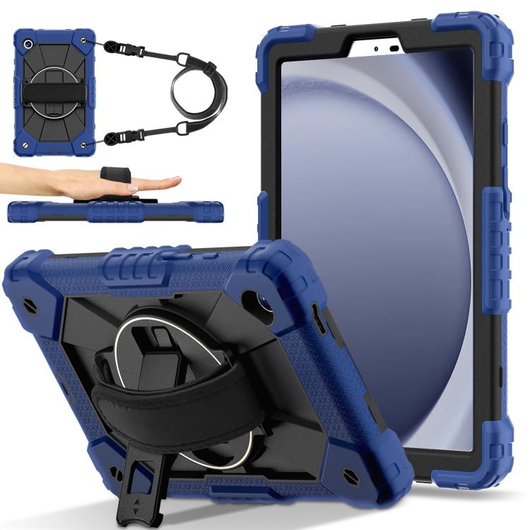 

For Samsung Galaxy Tab A11 Contrast Color Robot Silicone Hybrid PC Tablet Case(Navy Black)