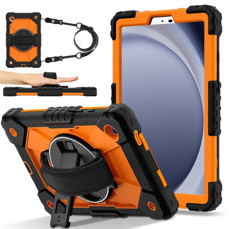 

For Samsung Galaxy Tab A11 Contrast Color Robot Silicone Hybrid PC Tablet Case(Black Orange)