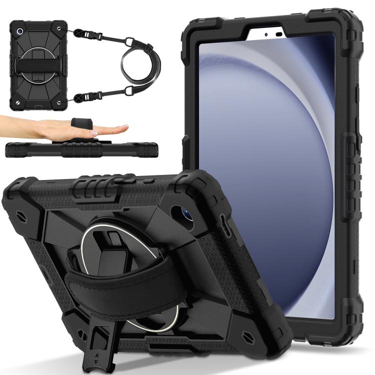

For Samsung Galaxy Tab A11 Contrast Color Robot Silicone Hybrid PC Tablet Case(Black)