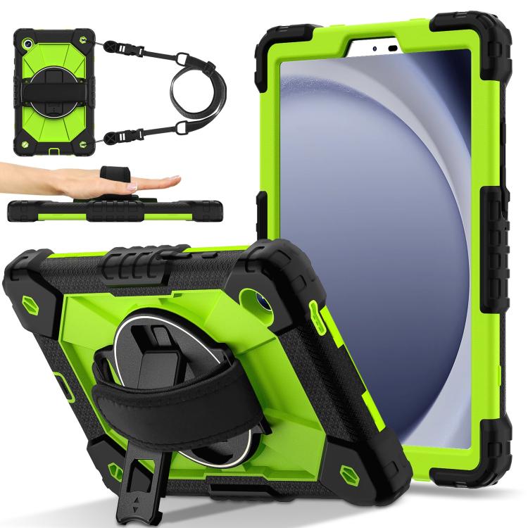 

For Samsung Galaxy Tab A11 Contrast Color Robot Silicone Hybrid PC Tablet Case(Black Yellow Green)