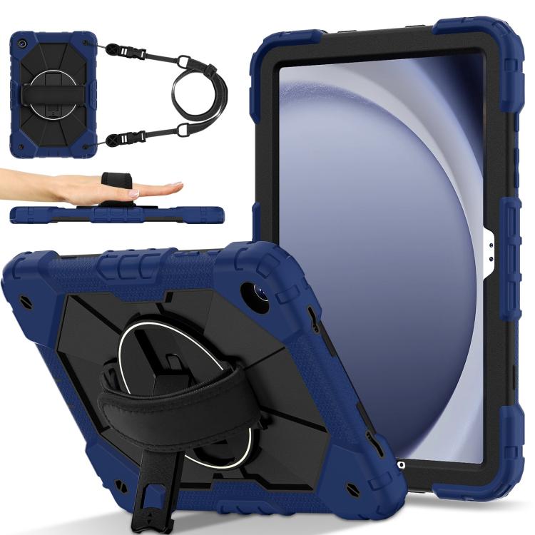 

For Samsung Galaxy Tab A11+ Contrast Color Robot Silicone Hybrid PC Tablet Case(Navy Black)