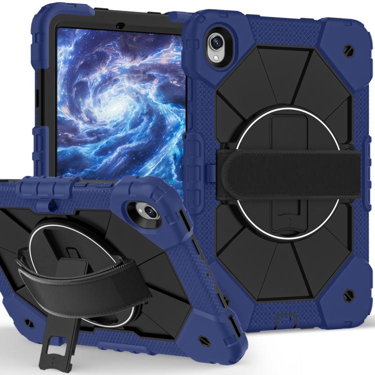 For Samsung Galaxy Tab S11 Contrast Color Robot Silicone Hybrid PC Tablet Case(Navy Black)