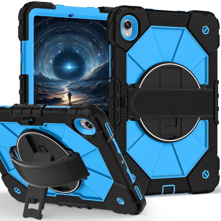 

For Samsung Galaxy Tab S11 Contrast Color Robot Silicone Hybrid PC Tablet Case(Black Blue)