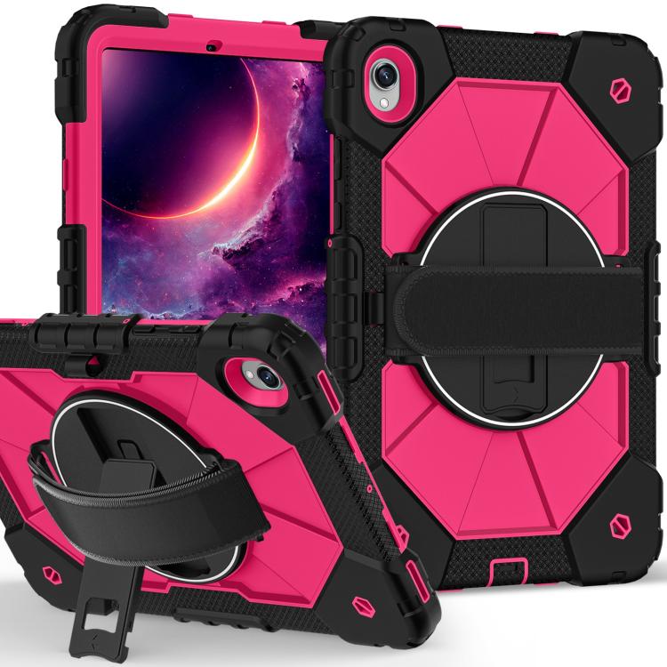 

For Samsung Galaxy Tab S11 Contrast Color Robot Silicone Hybrid PC Tablet Case(Black Rose Red)