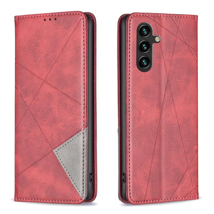 

For Samsung Galaxy S25 FE 5G Rhombus Texture Magnetic Leather Phone Case(Red)
