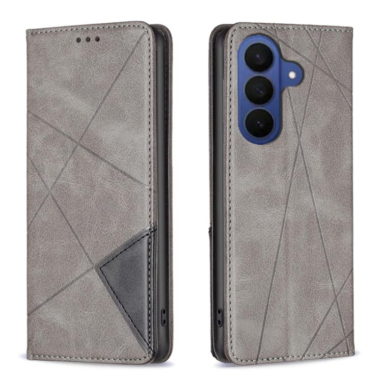 

For Samsung Galaxy S26 Pro 5G Rhombus Texture Magnetic Leather Phone Case(Grey)
