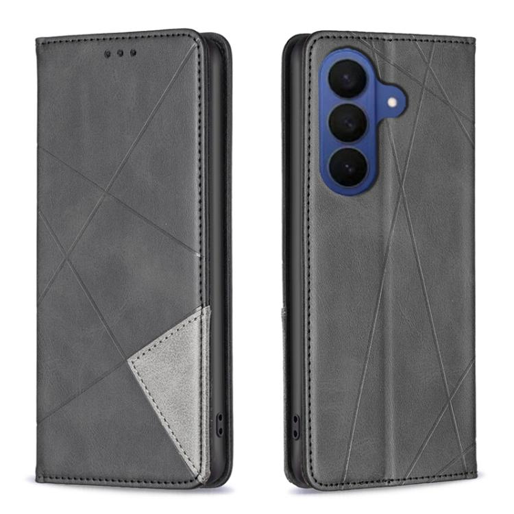 

For Samsung Galaxy S26 Pro 5G Rhombus Texture Magnetic Leather Phone Case(Black)