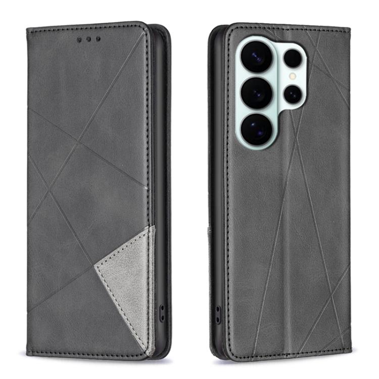 For Samsung Galaxy S26 Ultra 5G Rhombus Texture Magnetic Leather Phone Case(Black) — купить у Sunsky-online WW