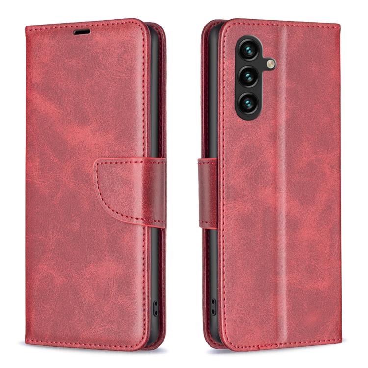

For Samsung Galaxy S25 FE 5G Lambskin Texture Pure Color Flip Leather Phone Case(Red)