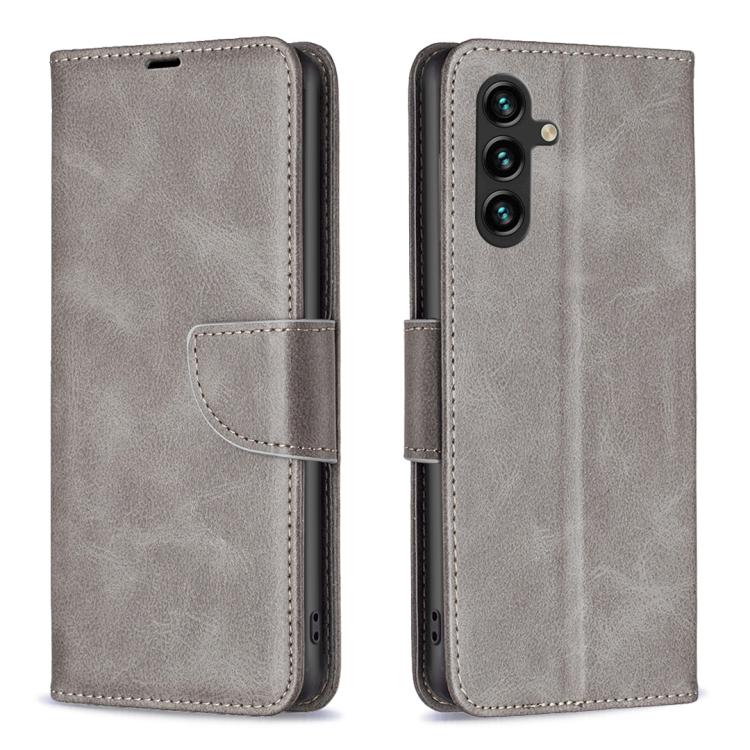 

For Samsung Galaxy S25 FE 5G Lambskin Texture Pure Color Flip Leather Phone Case(Grey)