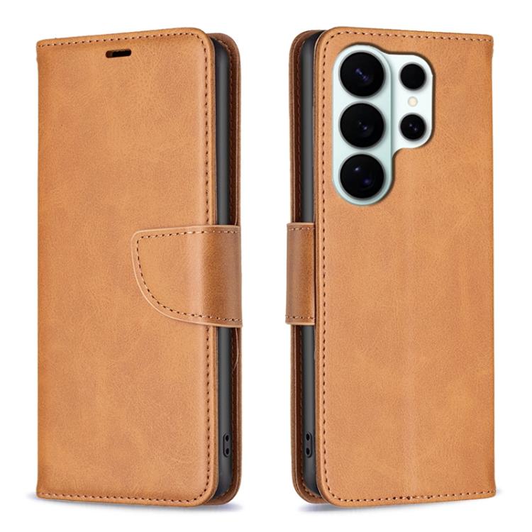 

For Samsung Galaxy S26 Ultra 5G Lambskin Texture Pure Color Flip Leather Phone Case(Yellow)