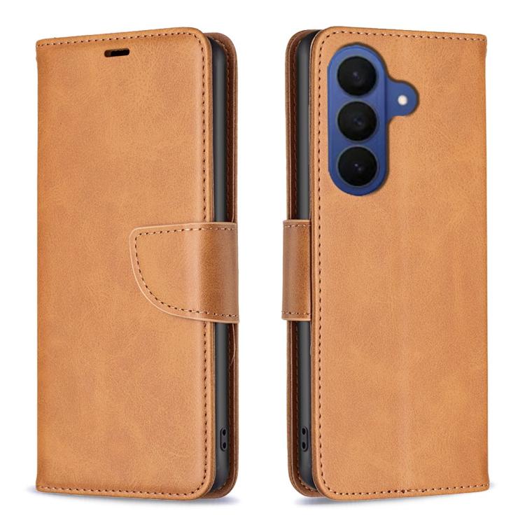 

For Galaxy S26 FE 5G Lambskin Texture Pure Color Flip Leather Phone Case(Yellow)