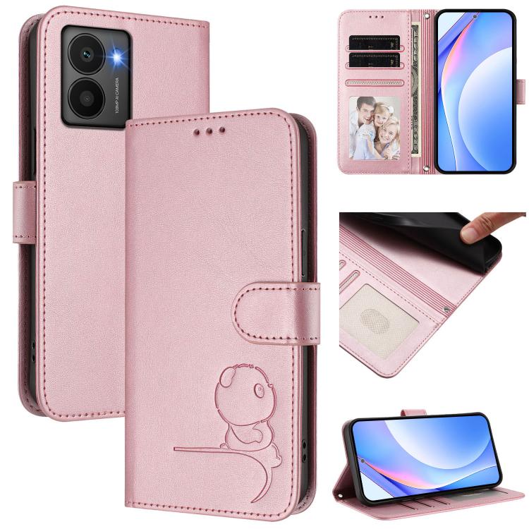 

For HMD Fuison Litter Panda Embossing RFID Leather Phone Case with Lanyard(Pink)