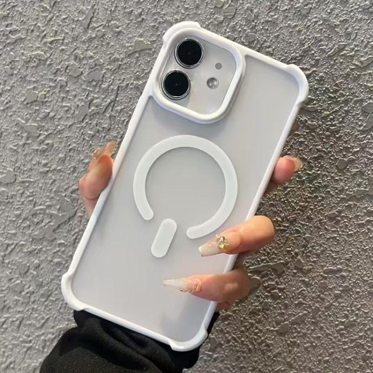 

For iPhone 11 Semi-transparent Skin Feel Frosted MagSafe Phone Case(White)