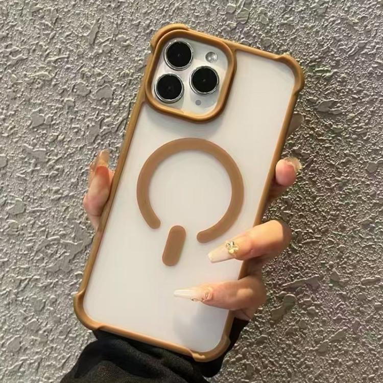 

For iPhone 11 Pro Max Semi-transparent Skin Feel Frosted MagSafe Phone Case(Brown)