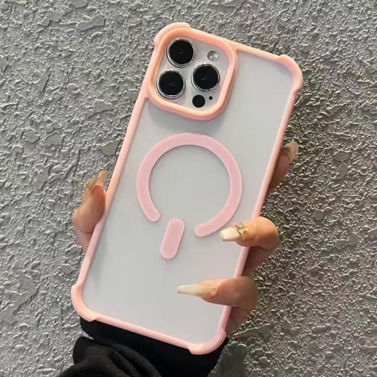 

For iPhone 12 Pro Semi-transparent Skin Feel Frosted MagSafe Phone Case(Pink)