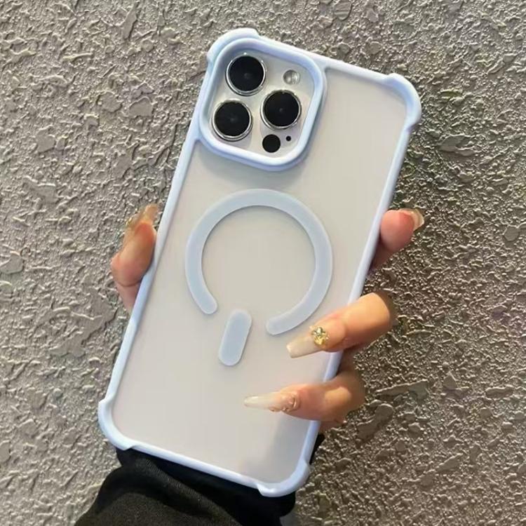 

For iPhone 12 Pro Max Semi-transparent Skin Feel Frosted MagSafe Phone Case(Blue)