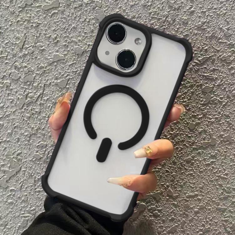 

For iPhone 13 Semi-transparent Skin Feel Frosted MagSafe Phone Case(Black)