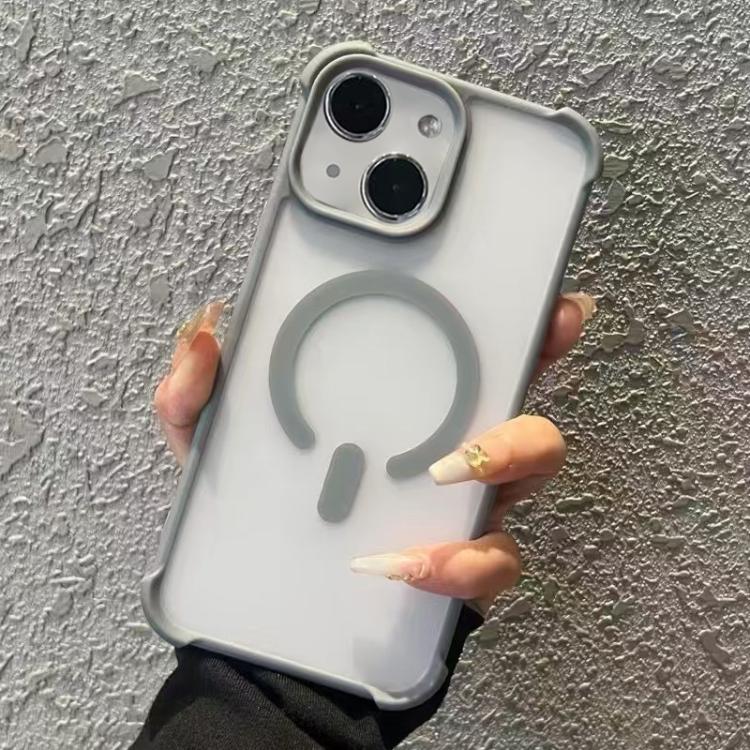 

For iPhone 15 Semi-transparent Skin Feel Frosted MagSafe Phone Case(Grey)