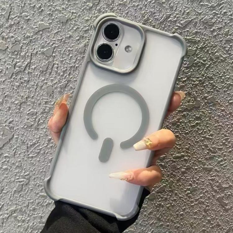 

For iPhone 16 Plus Semi-transparent Skin Feel Frosted MagSafe Phone Case(Grey)