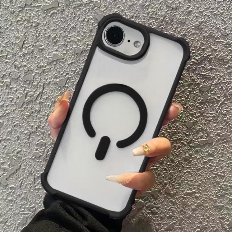 

For iPhone 16e Semi-transparent Skin Feel Frosted MagSafe Phone Case(Black)