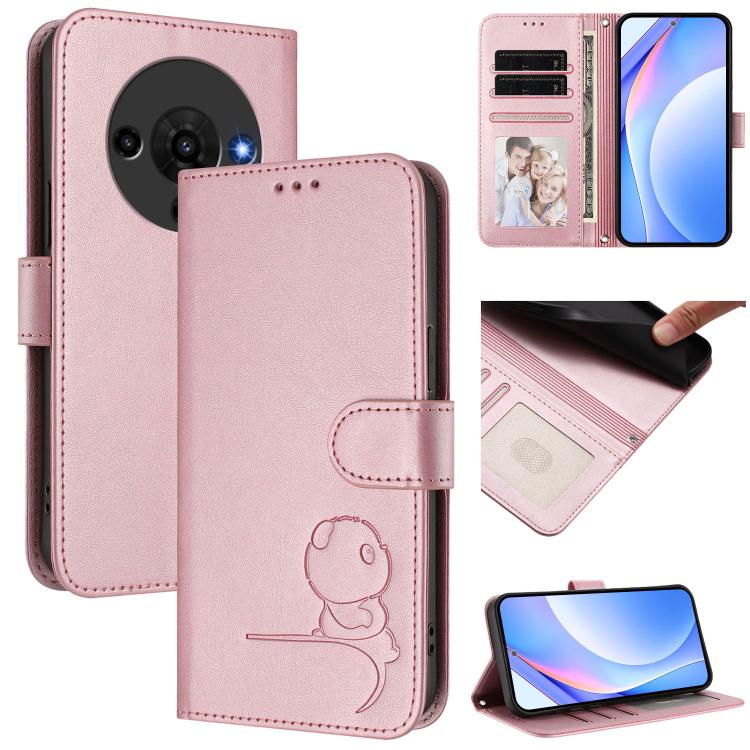 

For ZTE Blade A76 5G Litter Panda Embossing RFID Leather Phone Case with Lanyard(Pink)