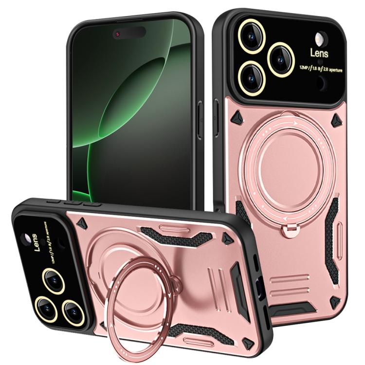 

For iPhone 17 Pro Large Window MagSafe Holder Phone Case(Rose Gold)